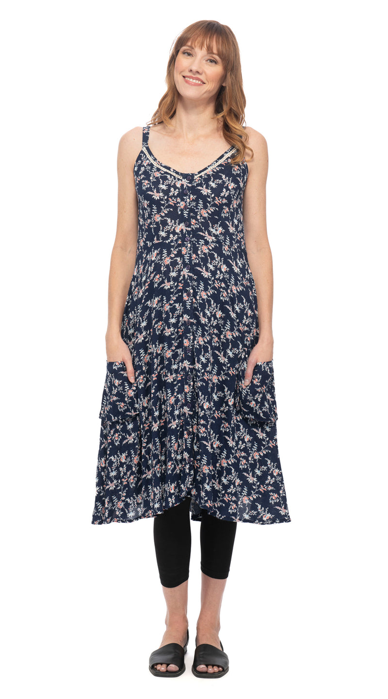 Malibu Dress - pretty navy - rayon crepe