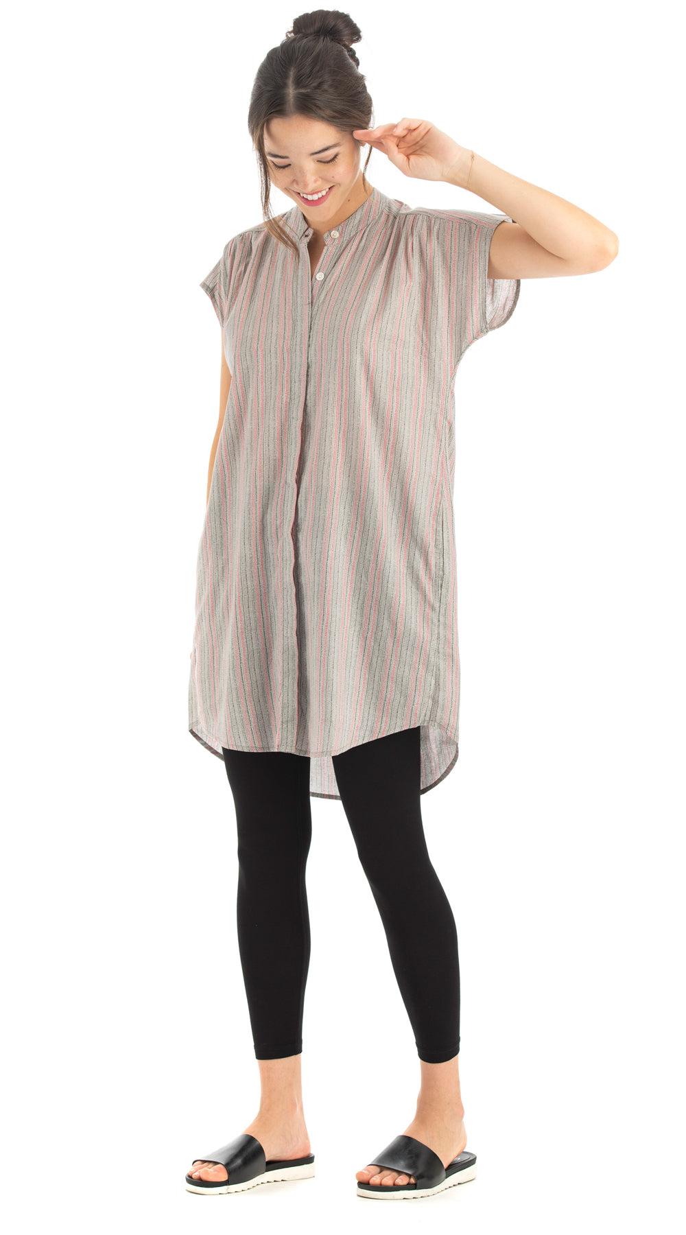 Chelsea Tunic - pink lines - cotton