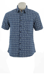 Men's Camino Shirt - navy lines - cotton