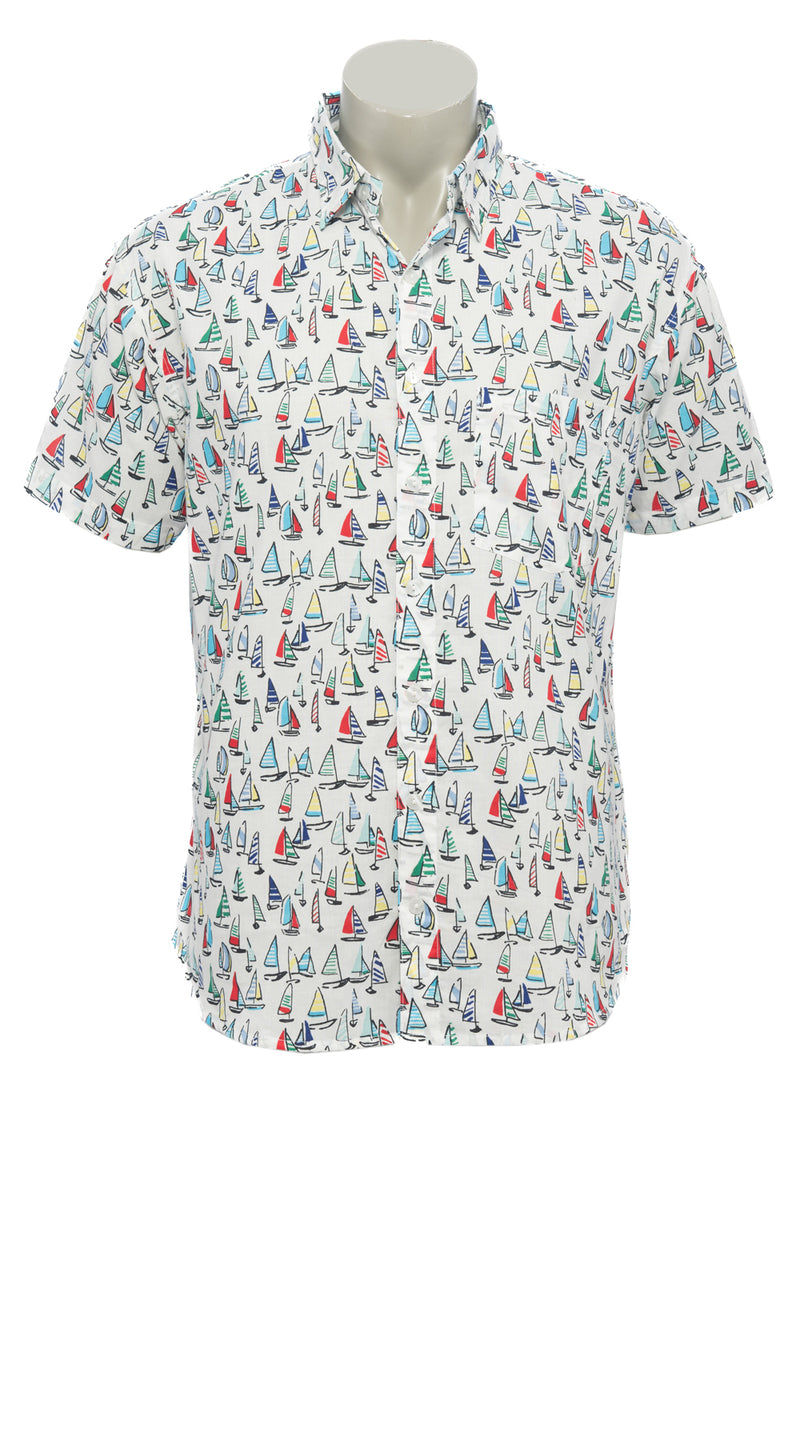 Men's Camino Shirt - sailboats - cotton