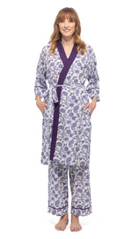 Organic Cotton Bathrobe - purple paisley