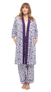Organic Cotton Bathrobe - purple paisley