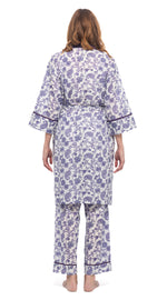 Organic Cotton Bathrobe - purple paisley