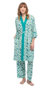Organic Cotton Bathrobe - turquoise paisely