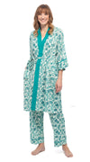 Organic Cotton Bathrobe - turquoise paisely