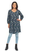 Gayatri Tunic - sapphire - org.cotton blockprint