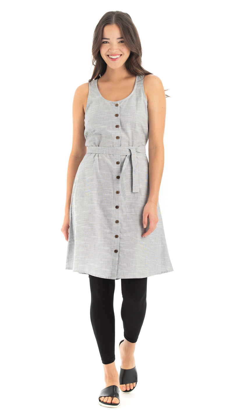 Soho Dress - grey - handloom cotton