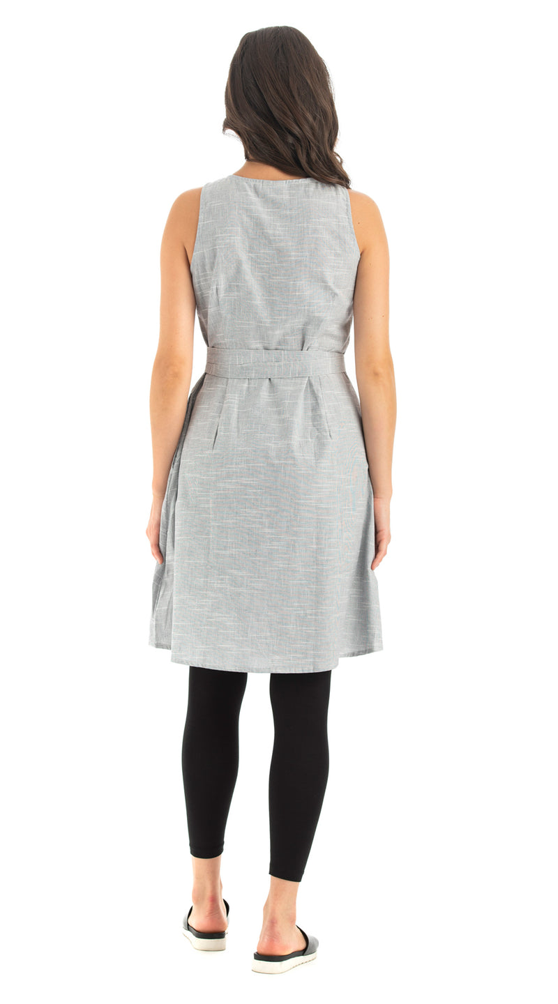 Soho Dress - grey - handloom cotton