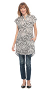 Chelsea Tunic - grey blockprint - org.cotton