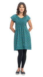 Olivia Dress - teal peacock - organic cotton