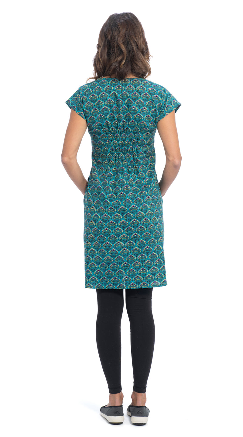 Olivia Dress - teal peacock - organic cotton