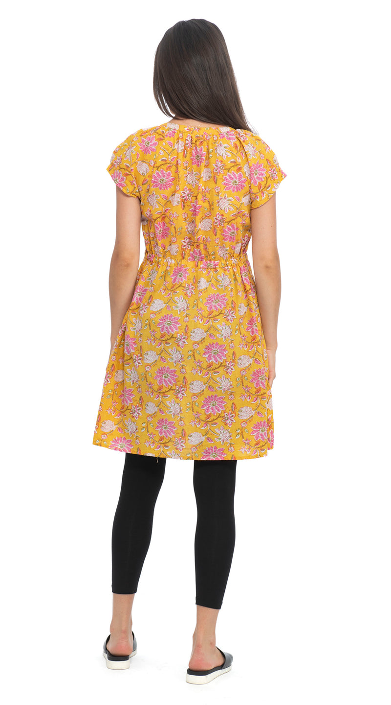 Padma Dress-yellow-org.cotton blockprint