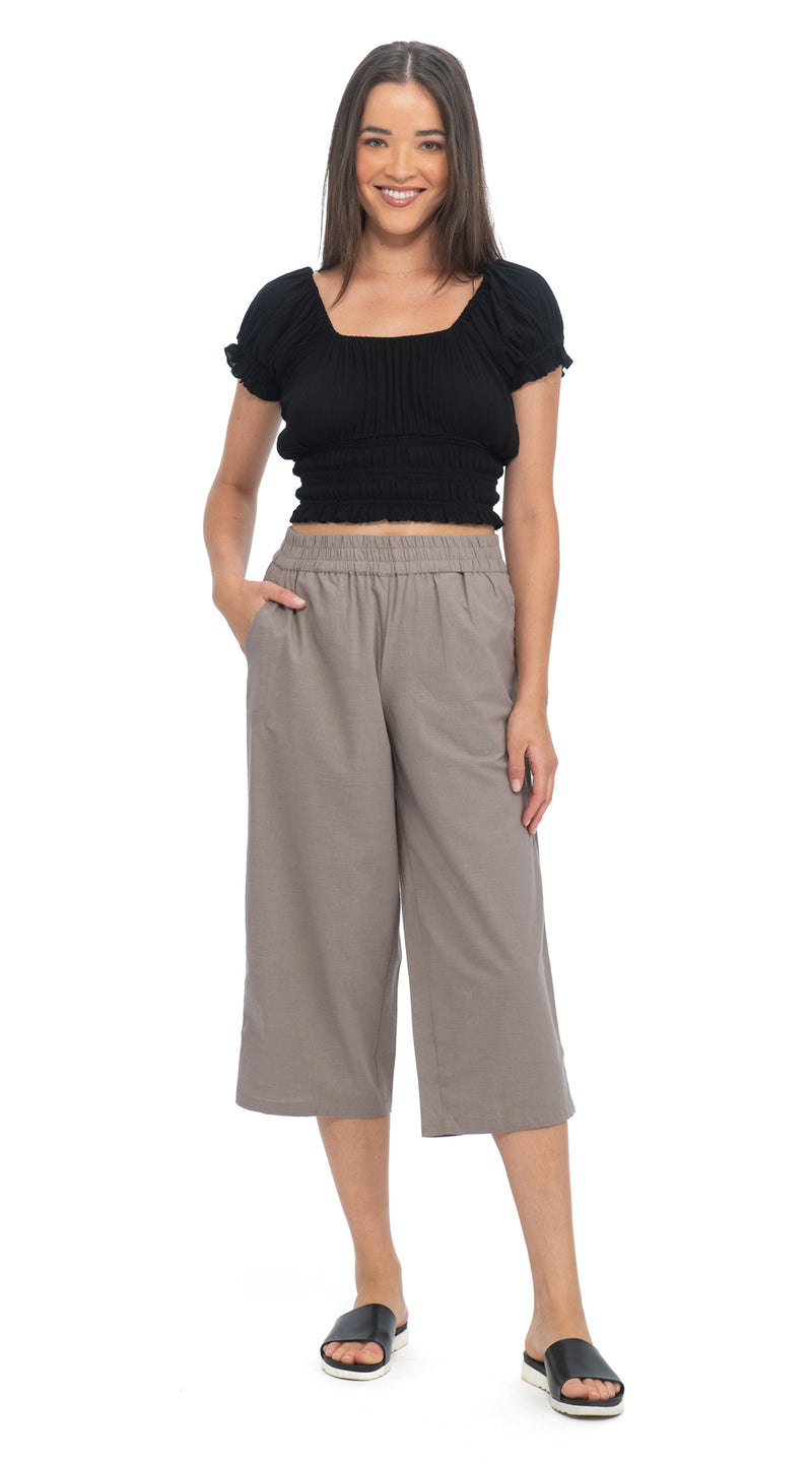 Newport Capris - mushroom - linen/cotton