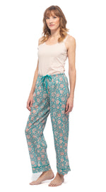 Org.Cotton Pajama Pants - turquoise dream