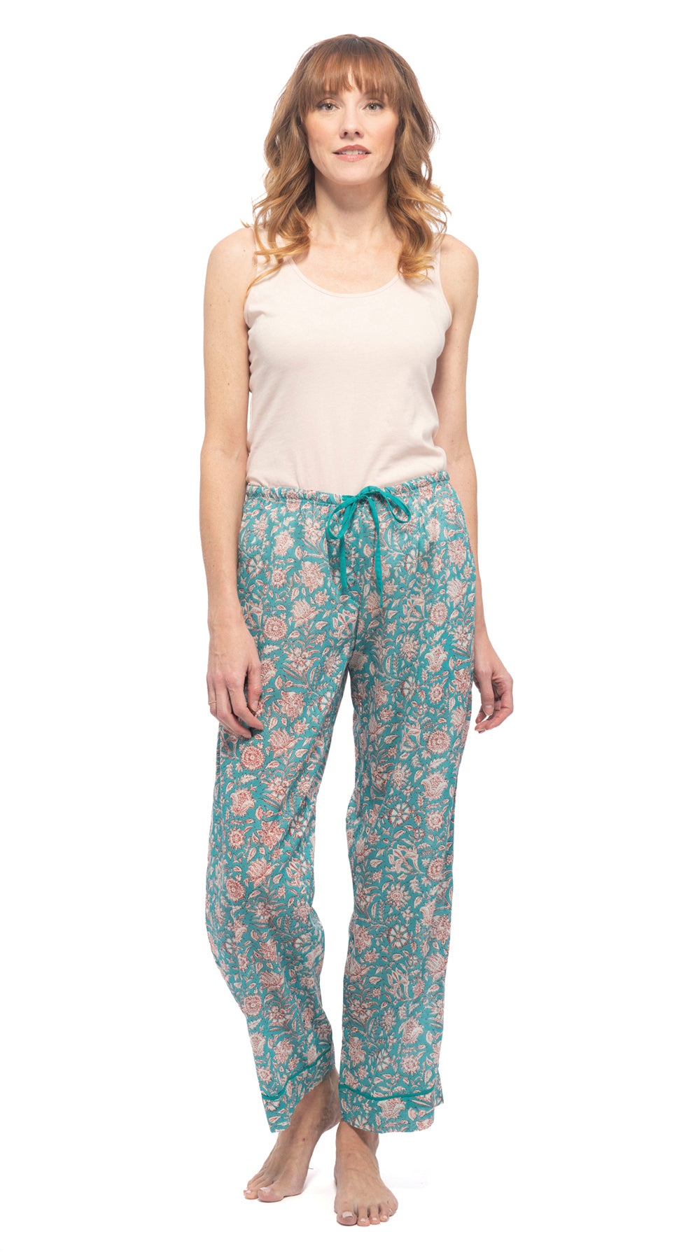 Org.Cotton Pajama Pants - turquoise dream