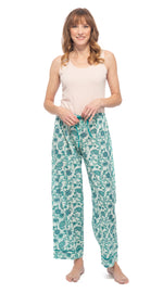 Org.Cotton Pajama Pants - turquoise paisely