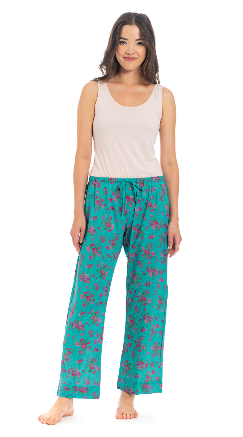 Organic Cotton Pajama Pants - turquoise