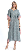 Long Kaftan - steel blue - cotton