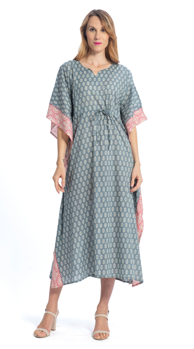 Long Kaftan - steel blue - cotton