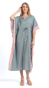 Long Kaftan - steel blue - cotton