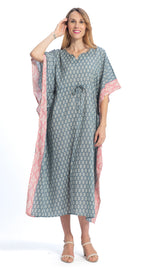 Long Kaftan - steel blue - cotton