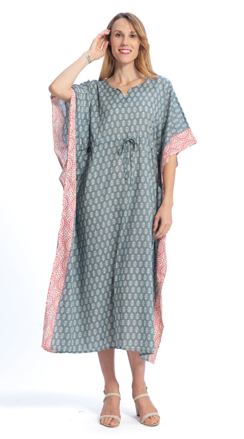 Long Kaftan - steel blue - cotton
