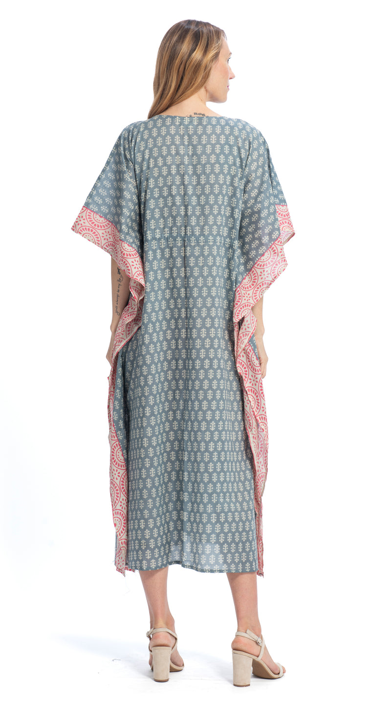 Long Kaftan - steel blue - cotton