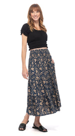 Ariel Skirt - sapphire blockprint - organic cotton
