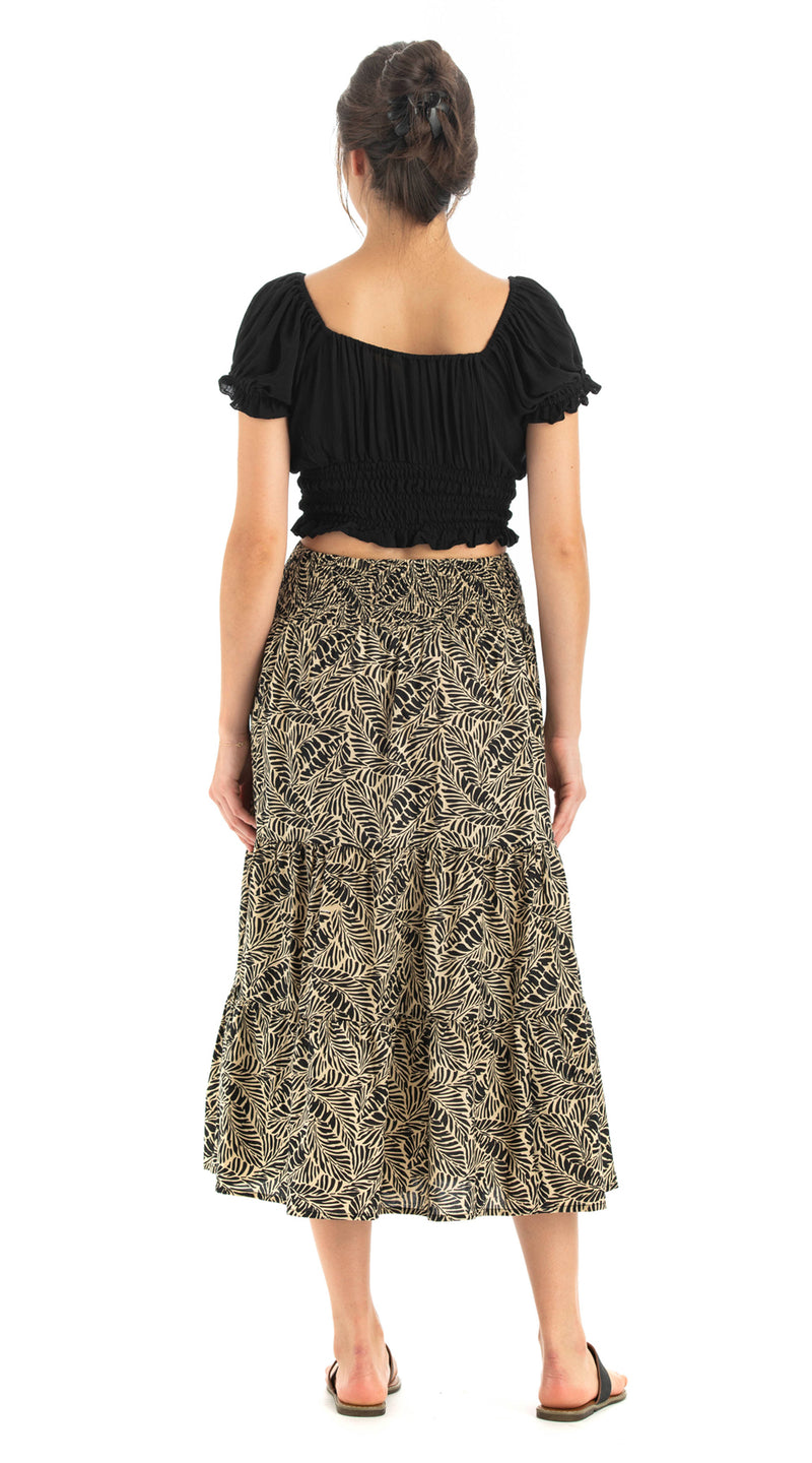 Ariel Skirt - black fern - organic cotton