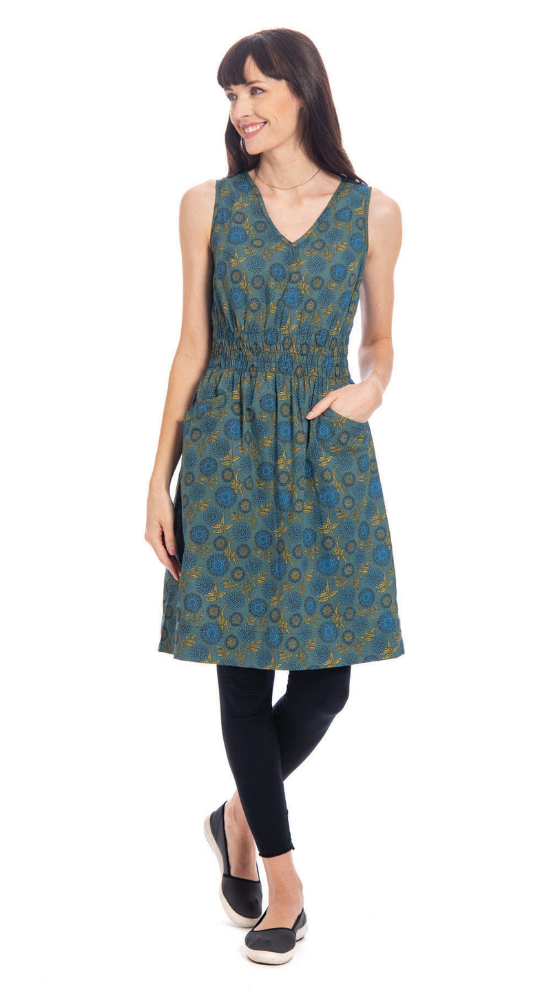 Frankie Dress - cotton - teal green