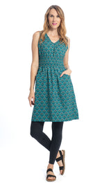Frankie Dress - teal peacock - organic cotton
