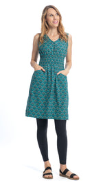 Frankie Dress - teal peacock - organic cotton