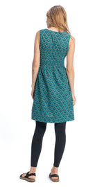 Frankie Dress - teal peacock - organic cotton