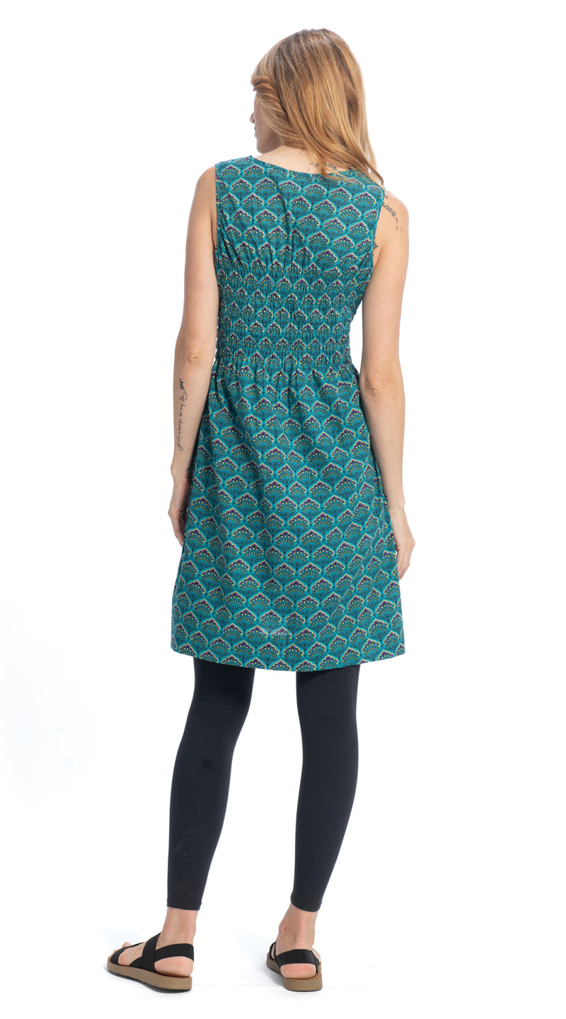 Frankie Dress - teal peacock - organic cotton