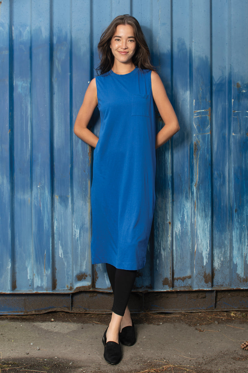 Kits Dress - electric blue - organic cotton
