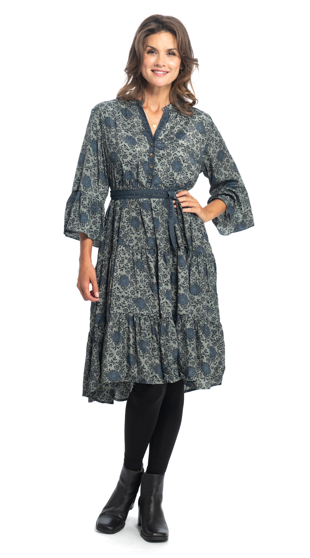 Boho Dress - pewter - new sari
