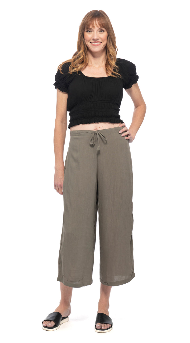 Courtenay Capris - khaki - rayon crepe
