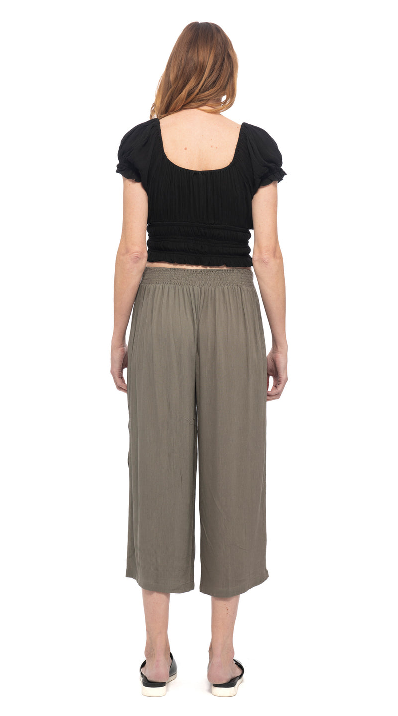 Courtenay Capris - khaki - rayon crepe