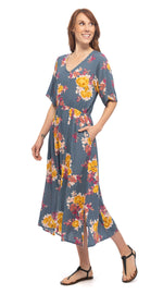 Dakini Dress - steel bouquet - rayon crepe