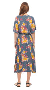 Dakini Dress - steel bouquet - rayon crepe