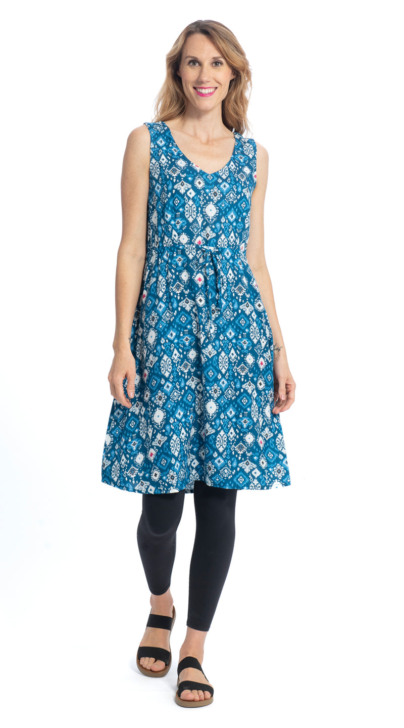 Rachel Dress - royal ikat - rayon