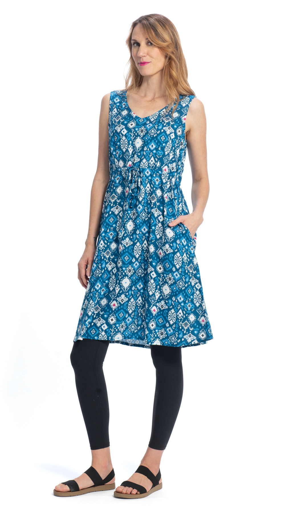 Rachel Dress - royal ikat - rayon