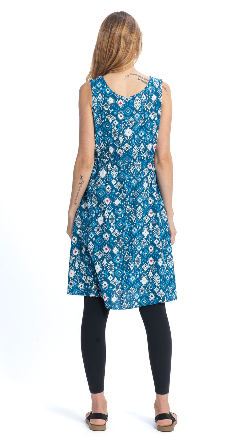 Rachel Dress - royal ikat - rayon