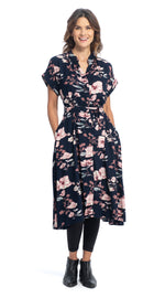 Victoria Dress - navy+pink - rayon