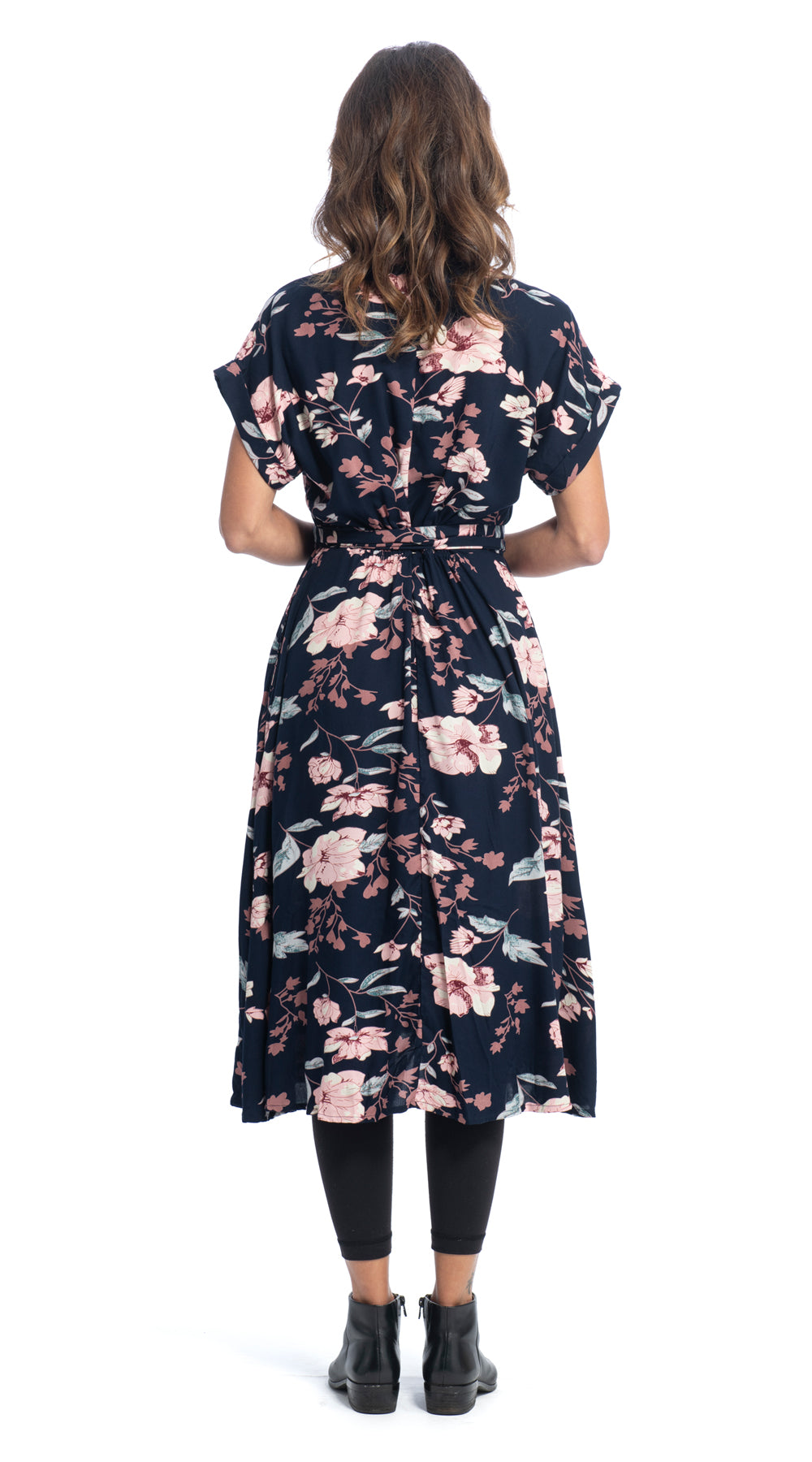 Victoria Dress - navy+pink - rayon