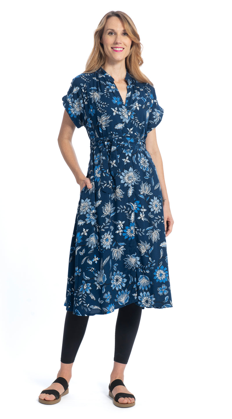 Victoria Dress - royal+white - rayon