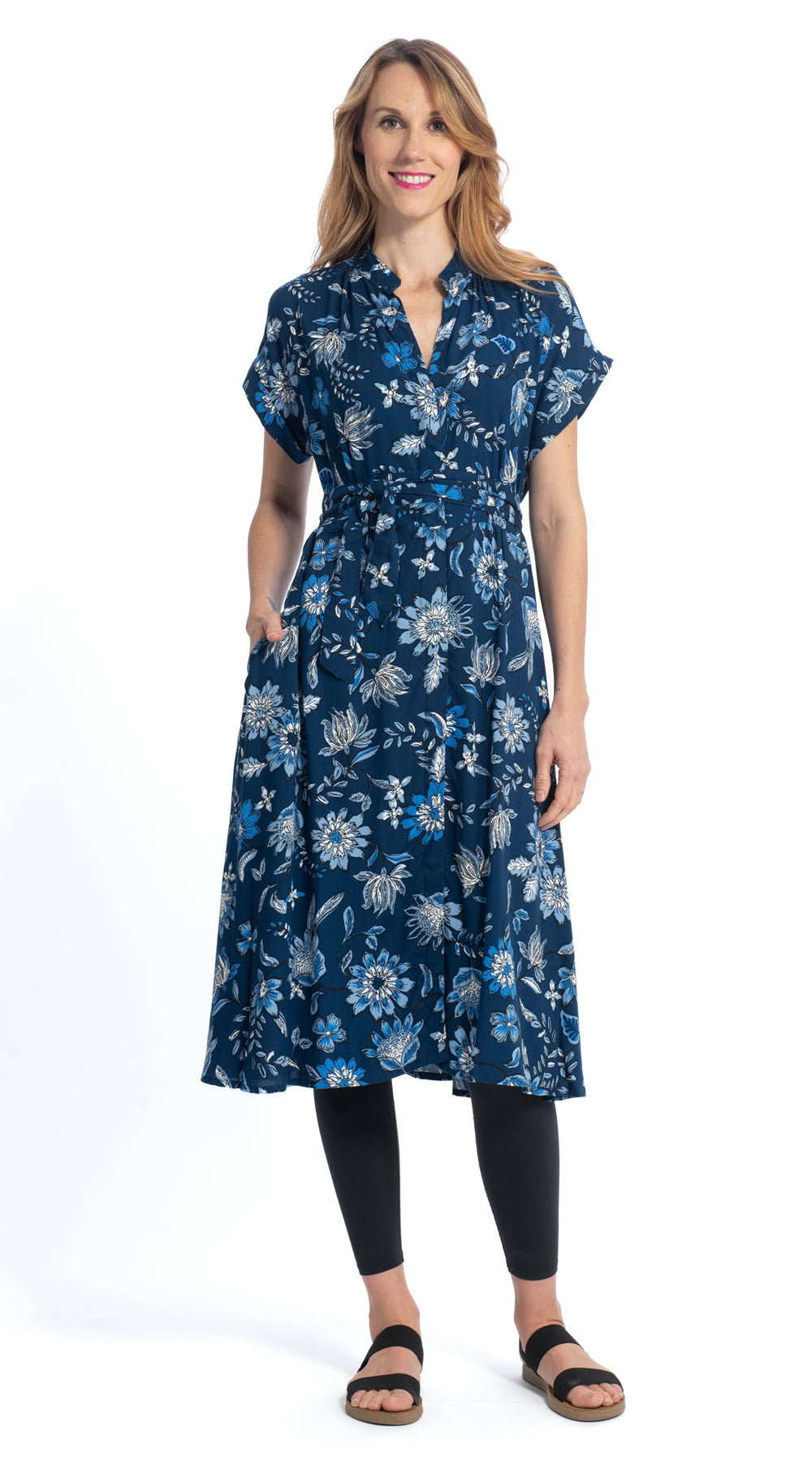 Victoria Dress - royal+white - rayon