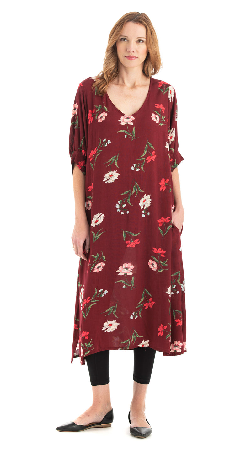 Karma Dress  - maroon crepe