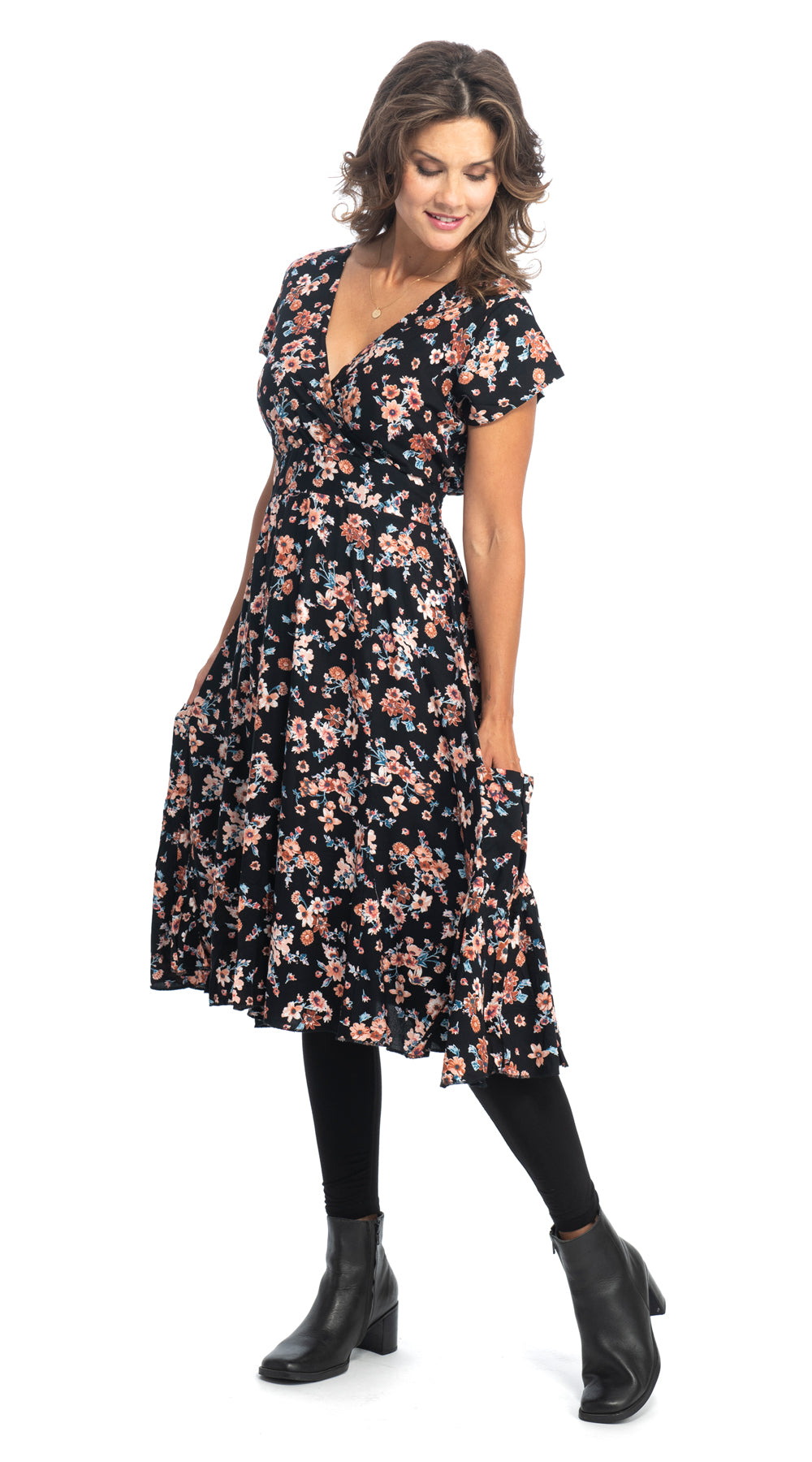 Swing Dress - copper flower
