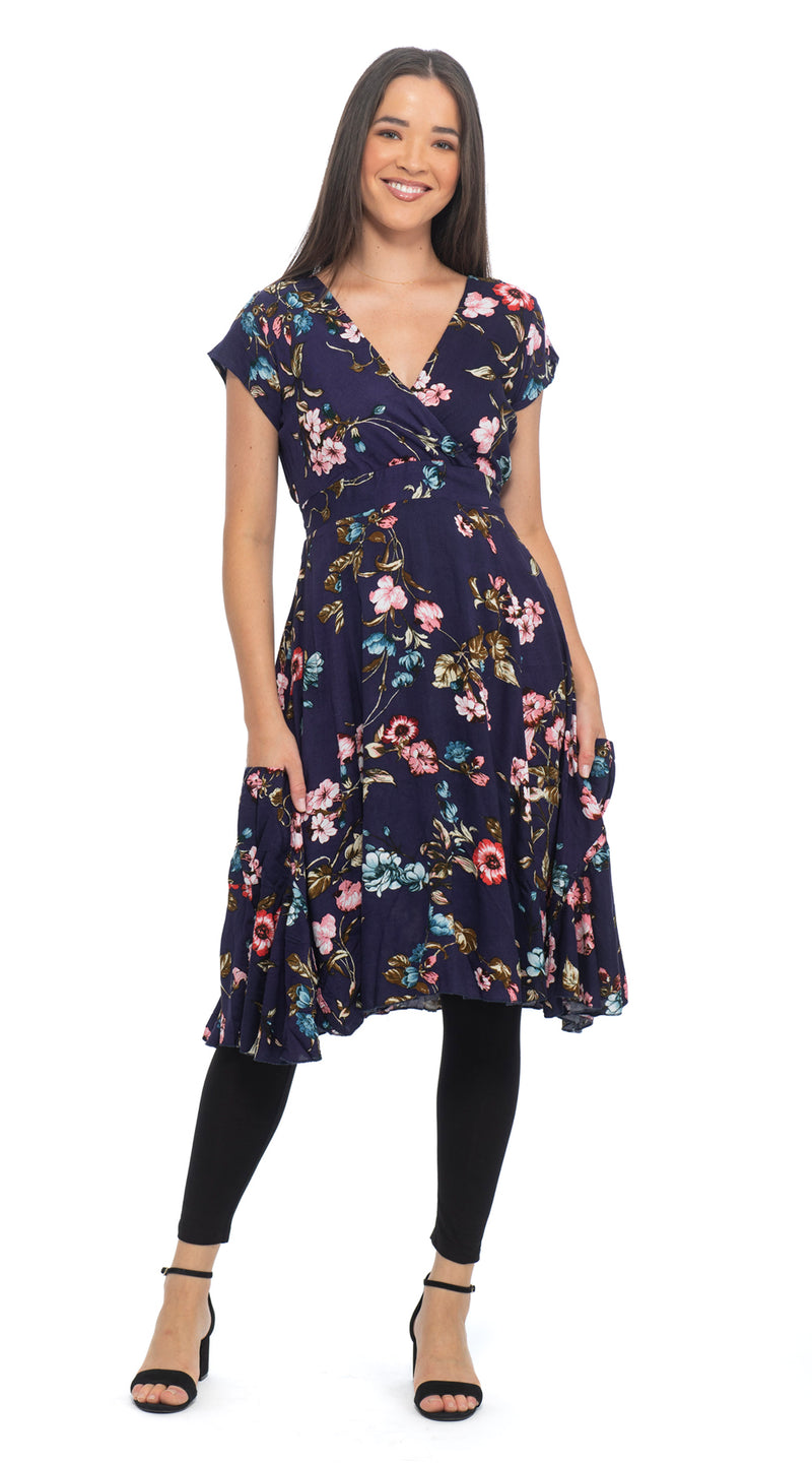 Swing Dress - navy flower